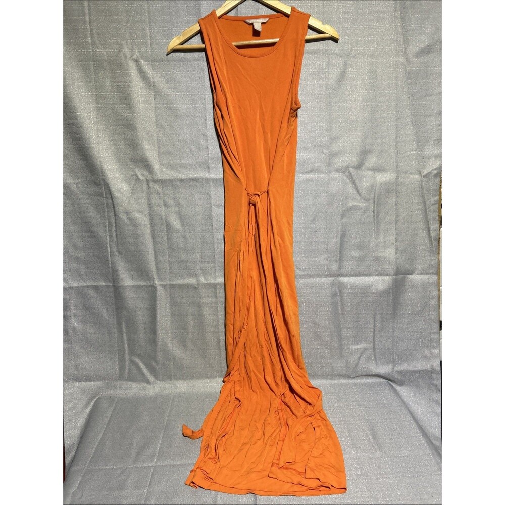 Banana Republic Long Orange Dress w/ Tie Extra Small XS Maxi Summer Sleeveless‎